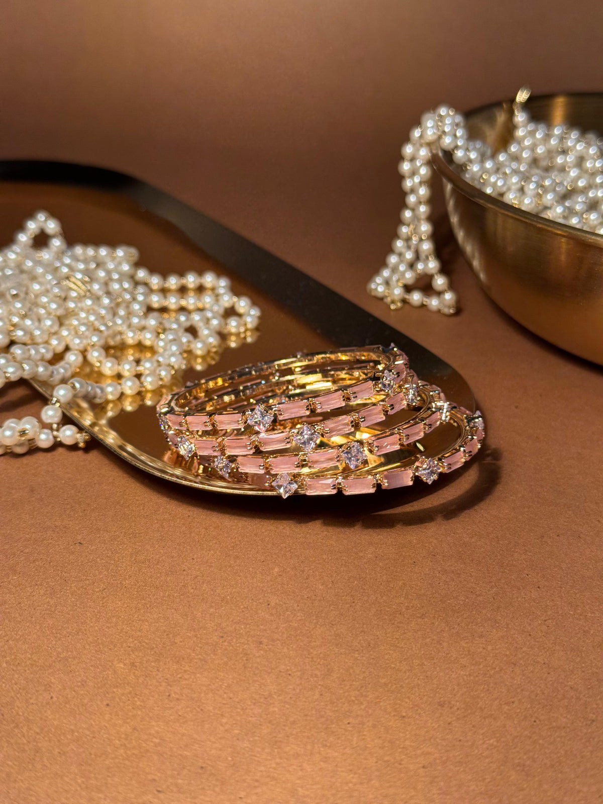 Noor bangles Gold - Pink and white (kids collection)