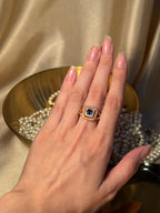 Square Gem Ring Gold - Blue