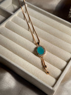 Gold Oval Necklace (Green)