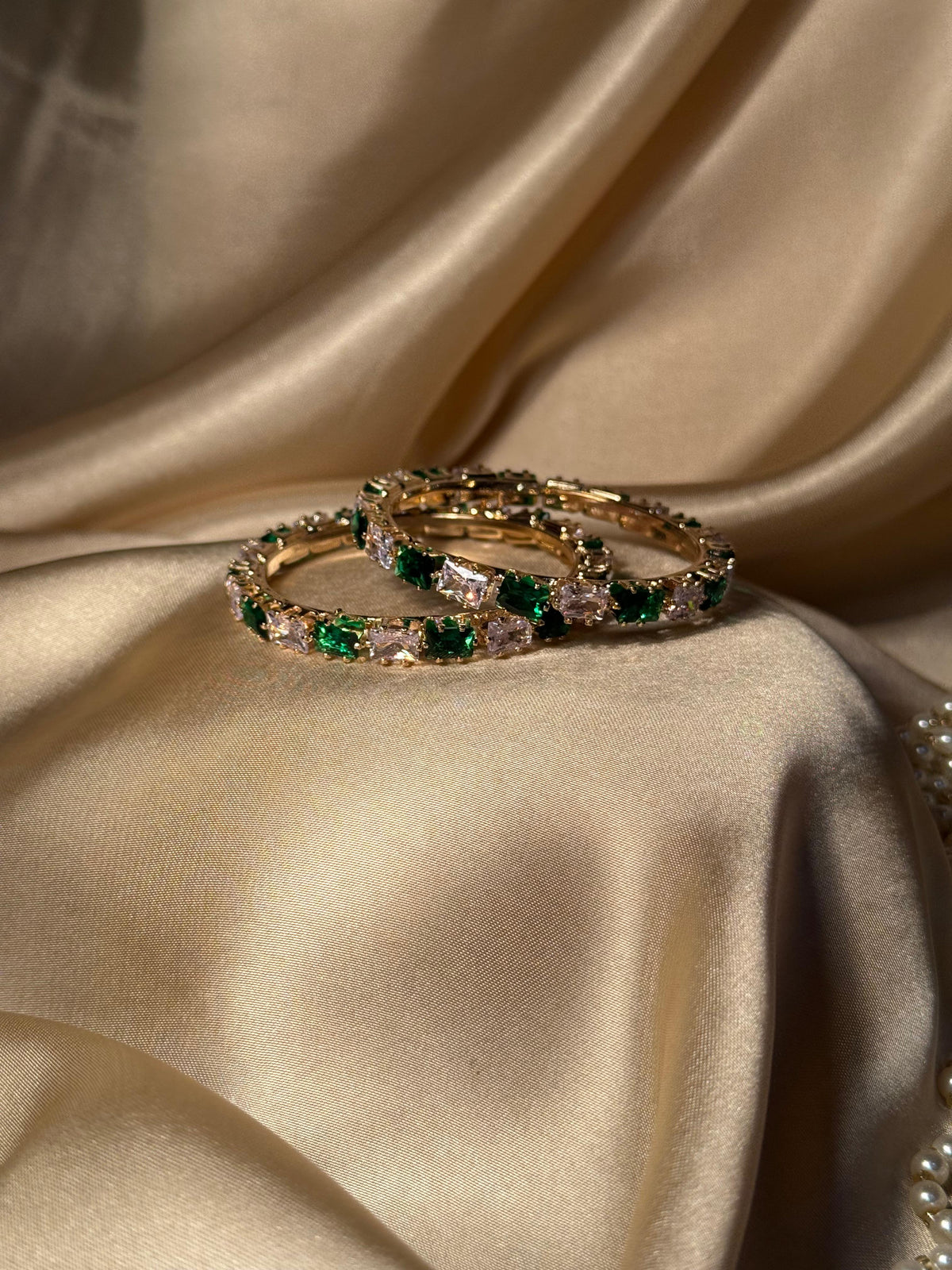 Prism bangles Gold - Green & White  (kids collection)