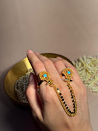 Rani Sona Double Ring - Turquoise