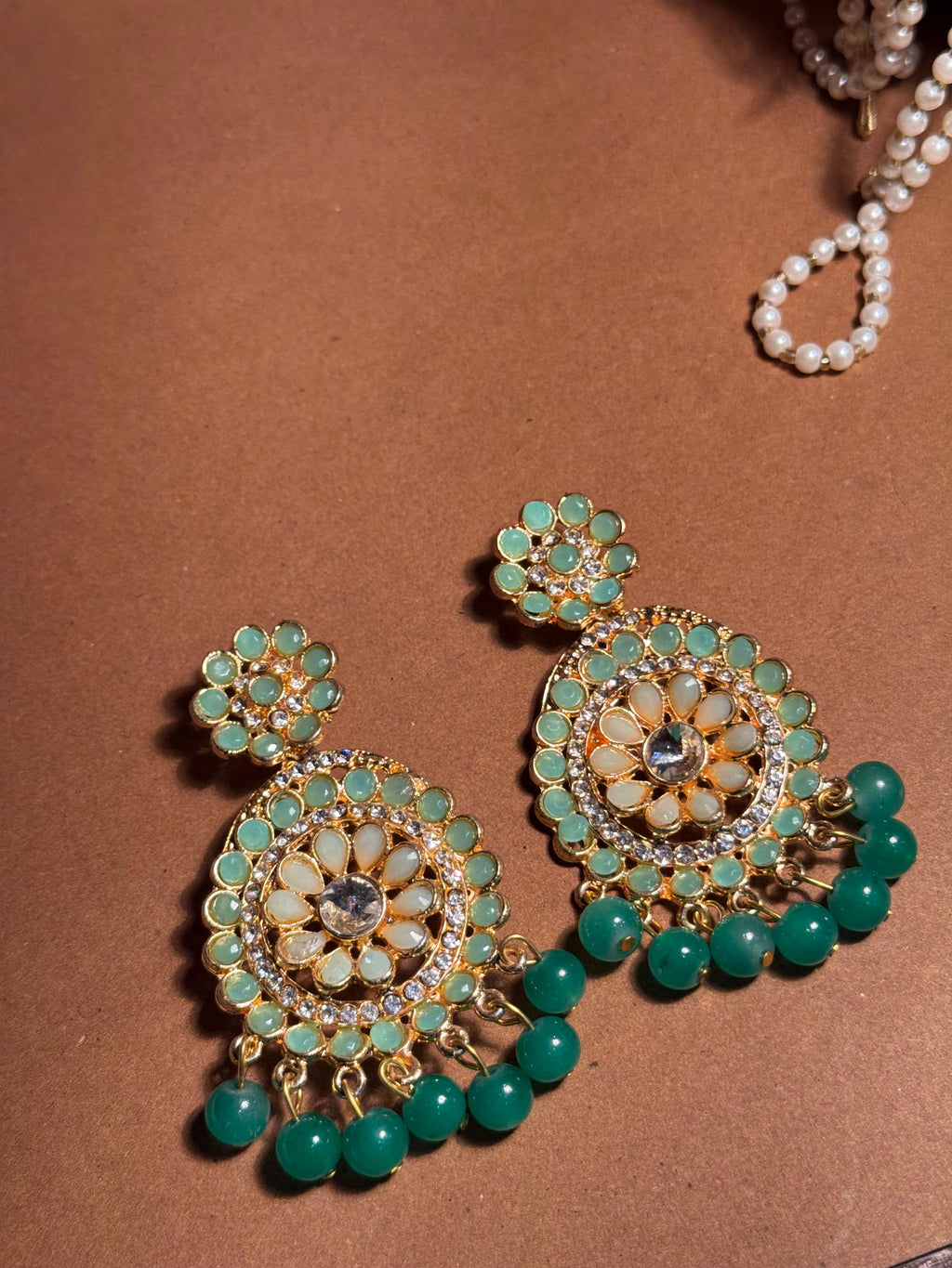 Sarah Jhumkay Gold - Green