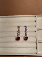 OS Crystal Drop Earrings - Red