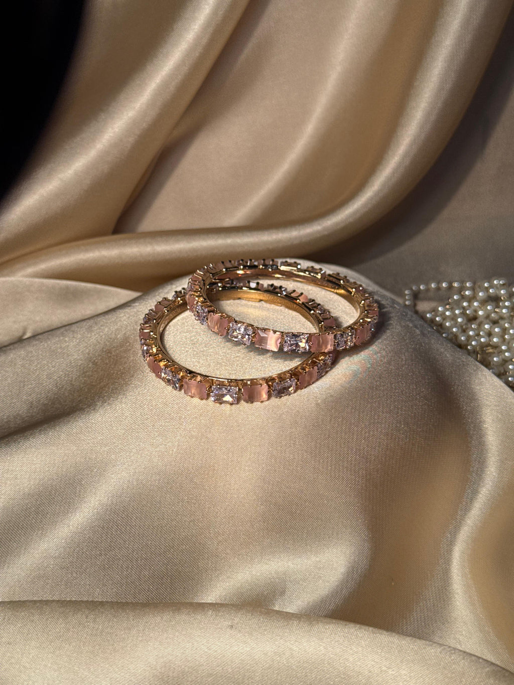 Prism bangles Gold - Pink & White  (kids collection)