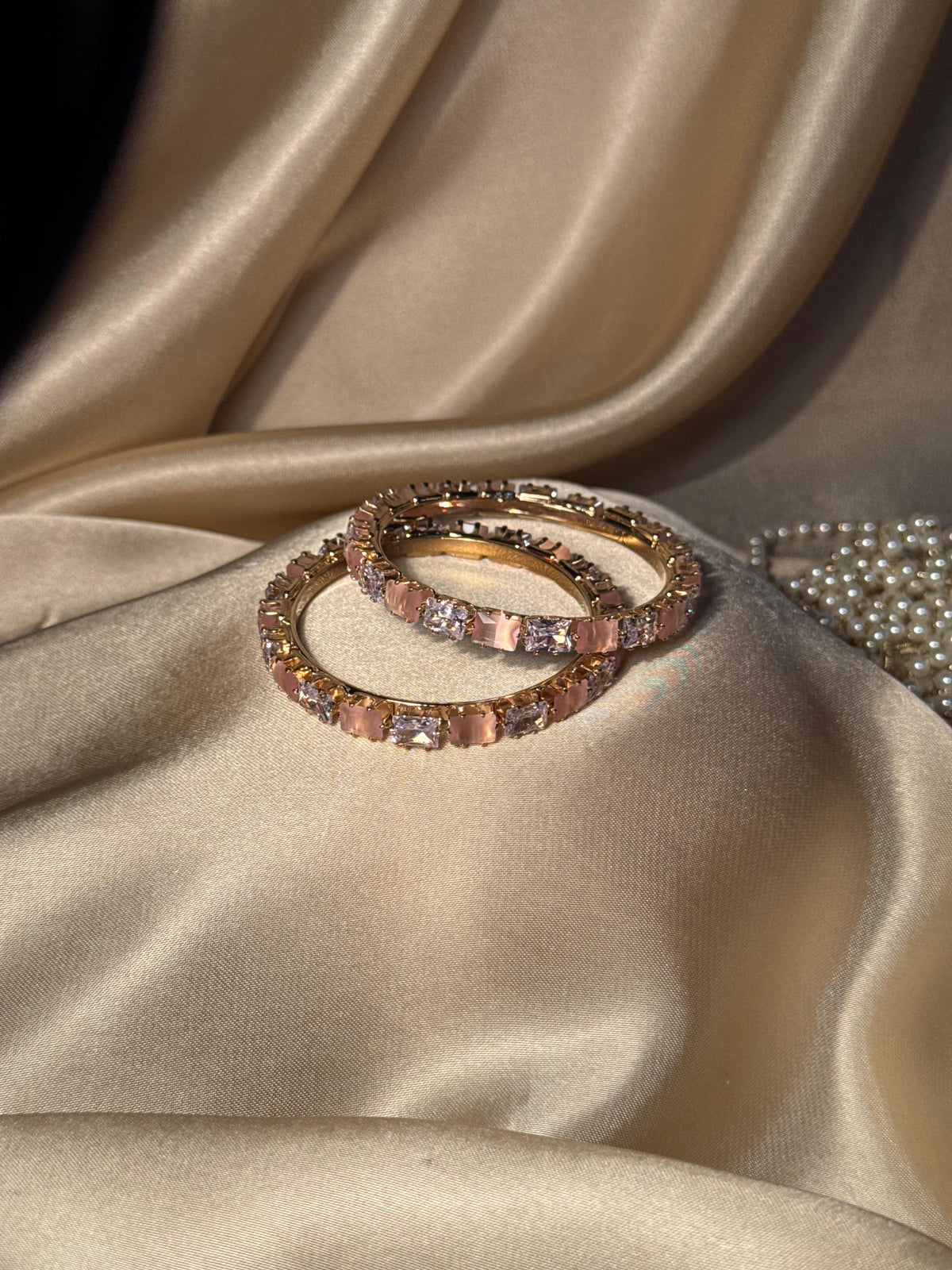 Prism bangles Gold - Pink & White  (kids collection)