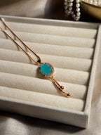 Gold Oval Necklace (Green)