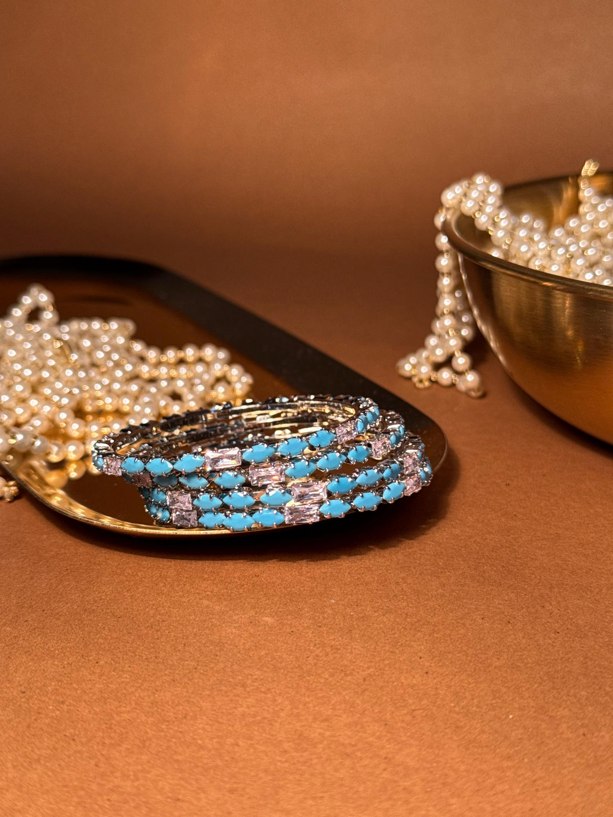 Zainab bangles Silver - Sky Blue & White (kids collection)