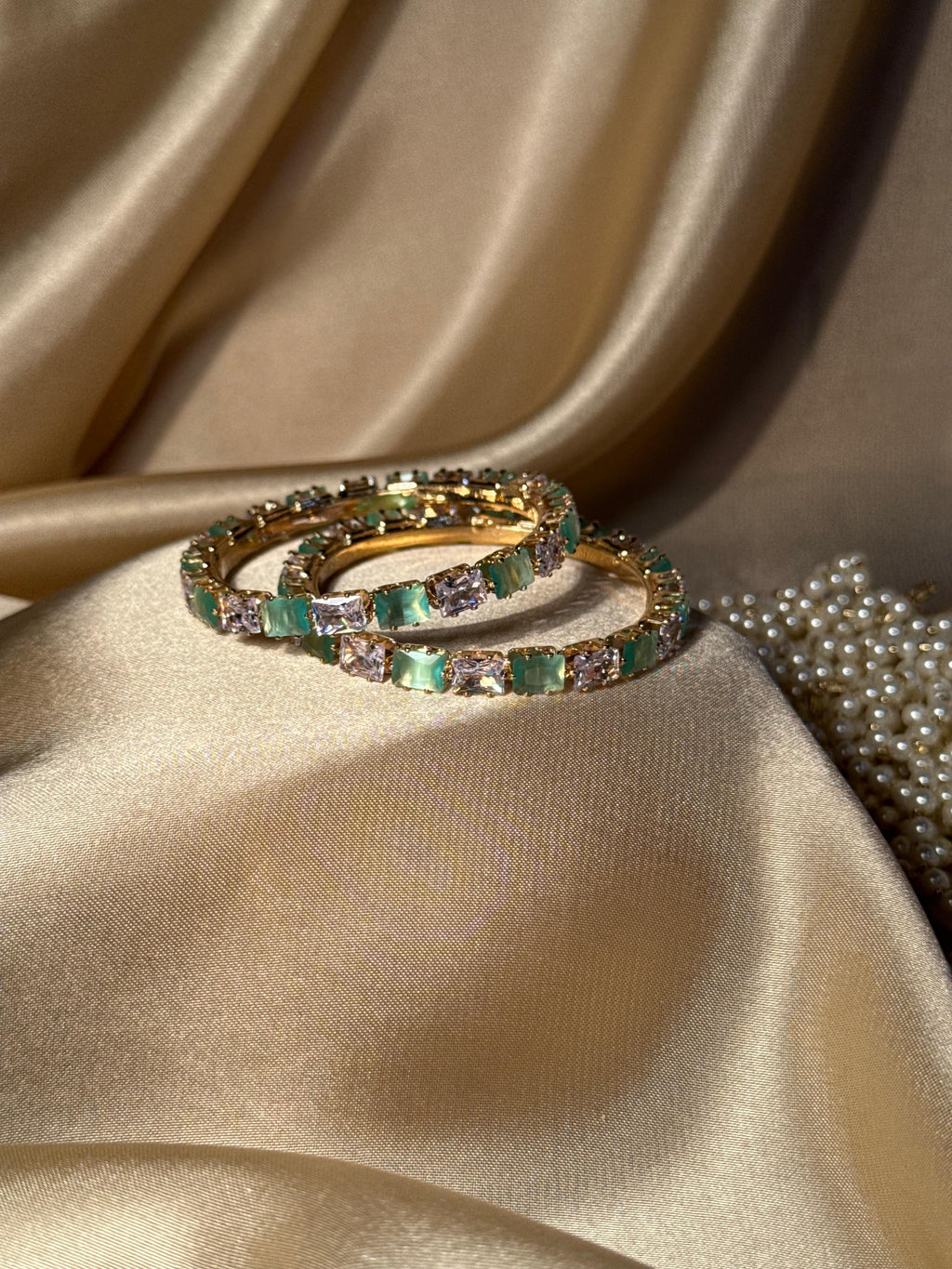 Prism bangles Gold - Light Green & White  (kids collection)