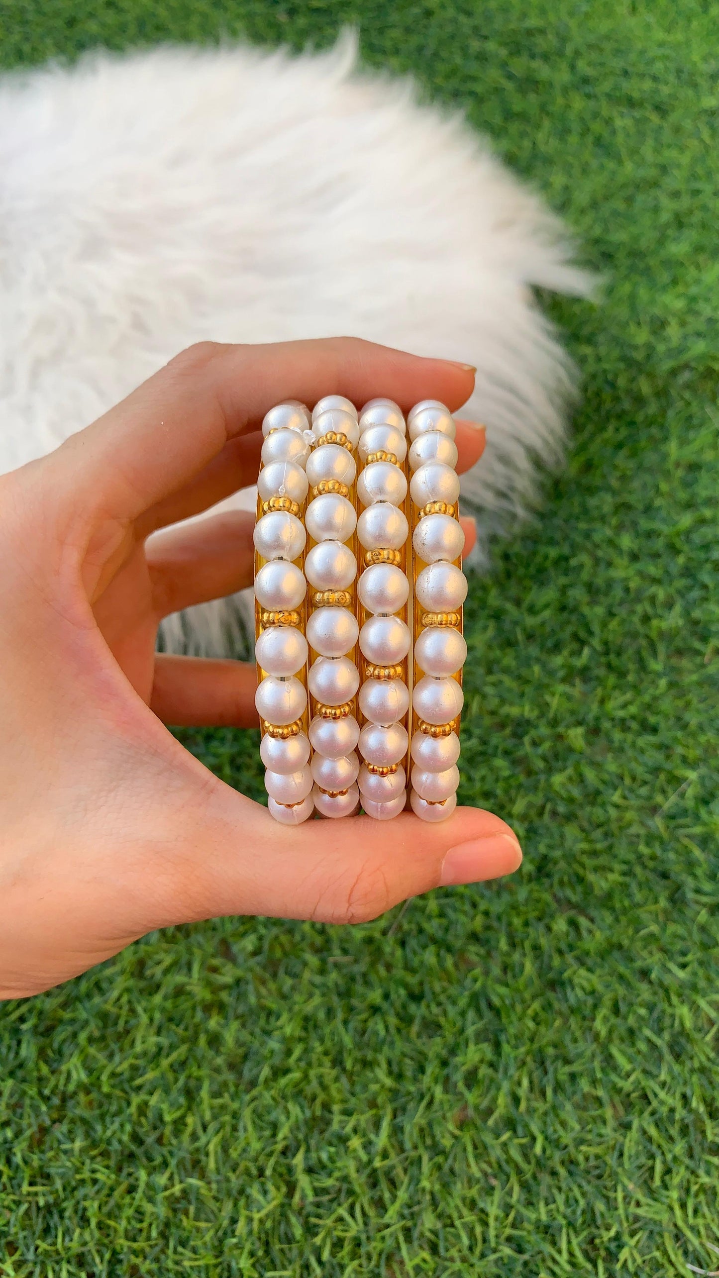 Moti safaid bangles (set of 4)