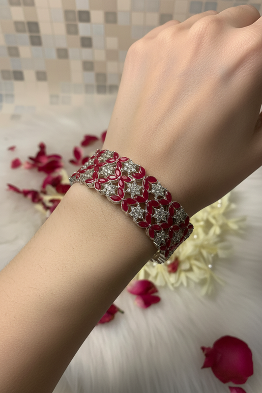 mahenur karra bracelet - Red Silver