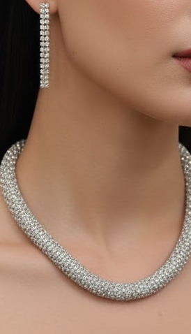 Glimmer neckpiece with earrings - Silver