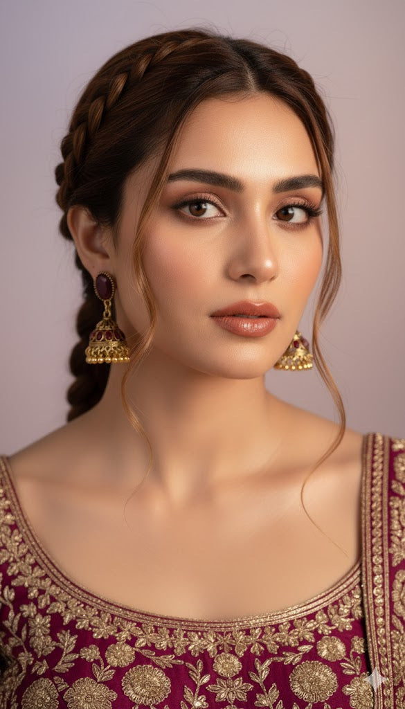 Oval Jhumki Maroon