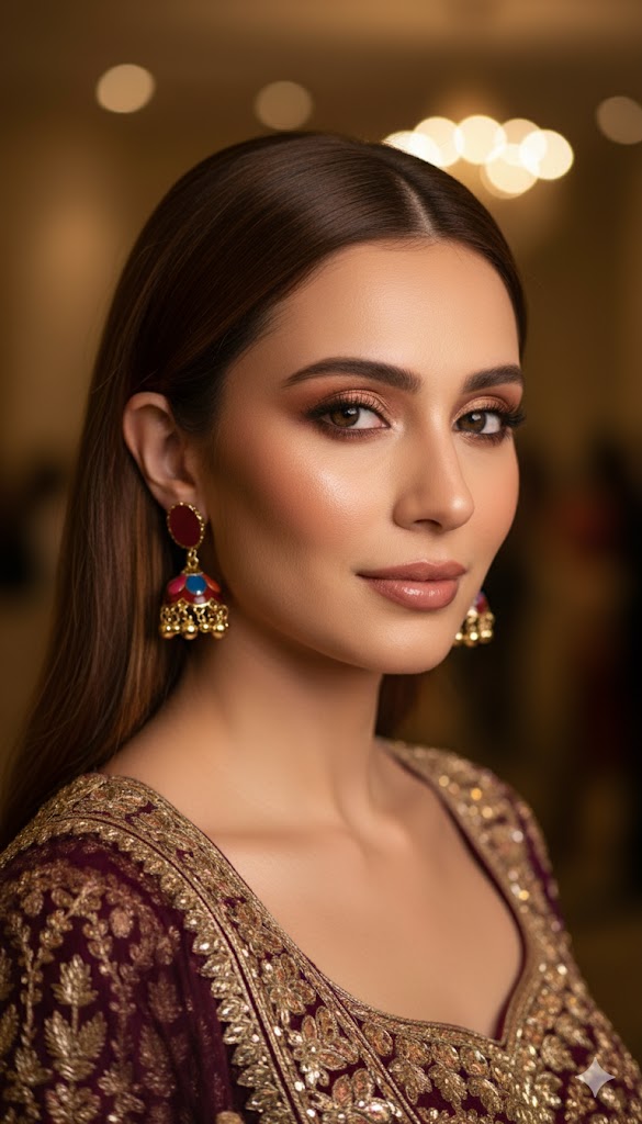 2 toned pressed circle jhumki (Multicolor)