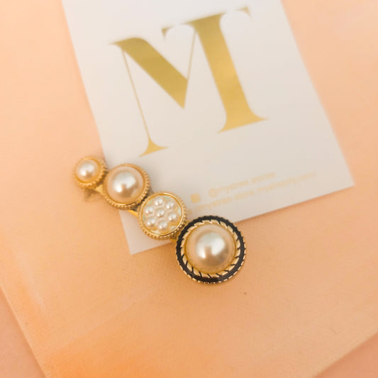 HS- 02 Black Rim Pearl  Hair Clip