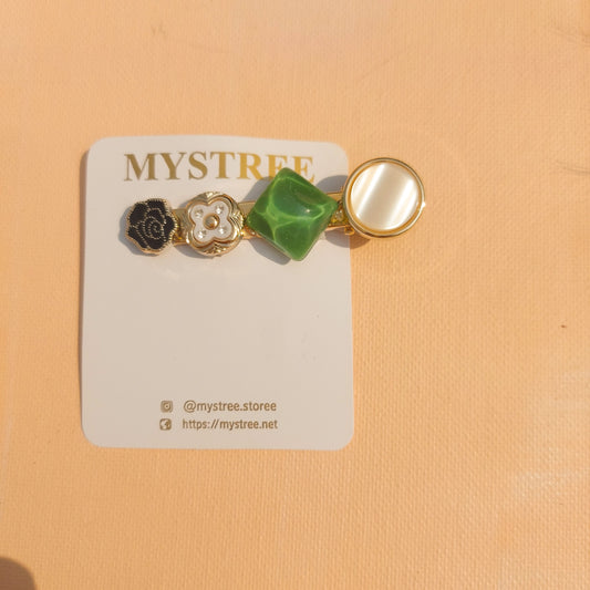 HS- 02 Green Stone Hair Clip