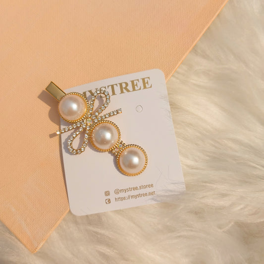 HS- 02 BowPearl Shining  Hair Clip