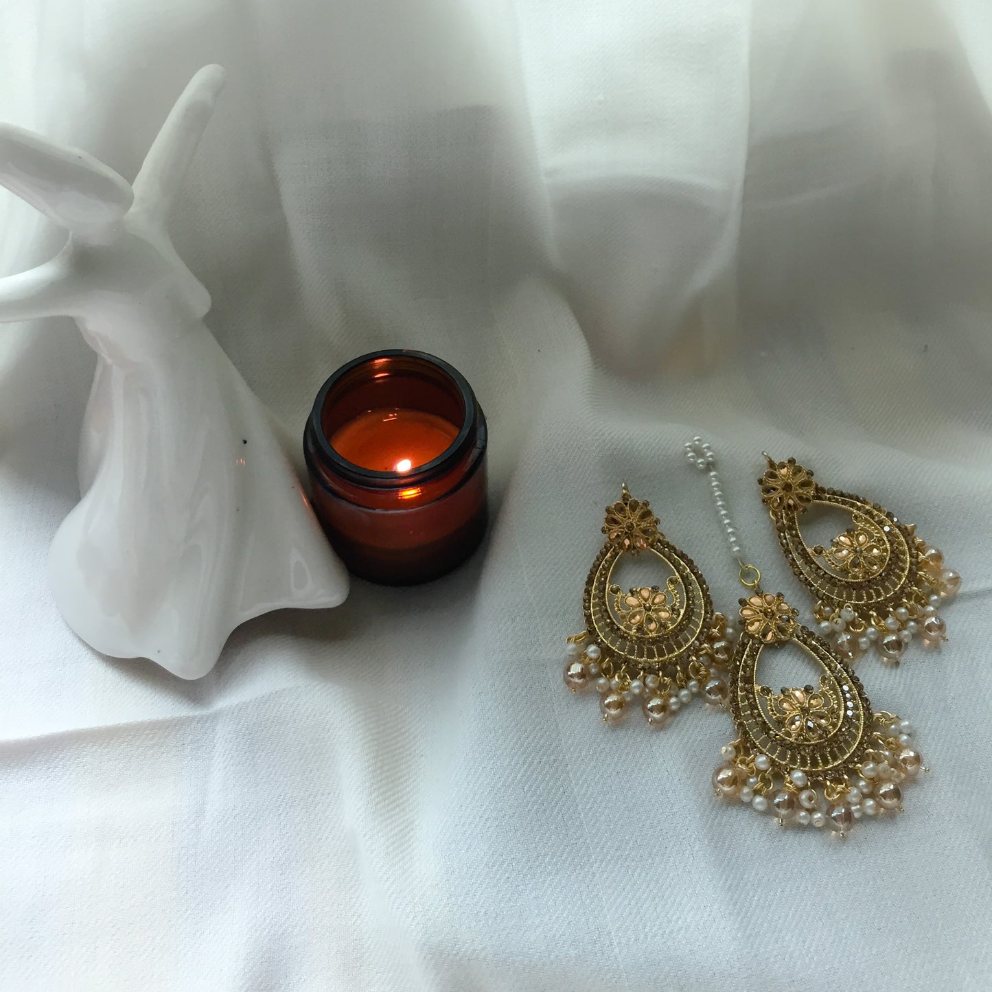 CD-20-2-89 Kundan Nigar Earrings and Bindi Set ( 5 Colors )